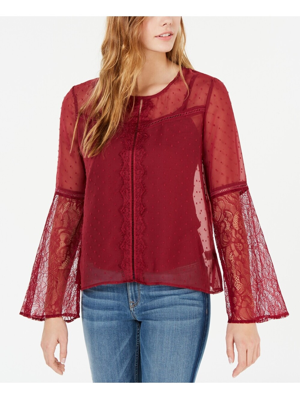Self Esteem Womens Swiss Dot Top Size M